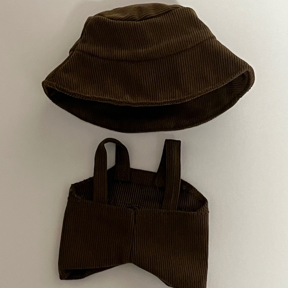 Designer Overalls Bucket Hat 2 Piece Outfit For Labubu Brown - Picture 3 of 5